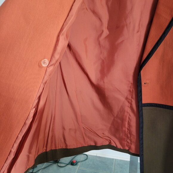 DON CASTER Woman’s Orange Colorblock Coat / Jacket (Size: Small) - Picture 7 of 16